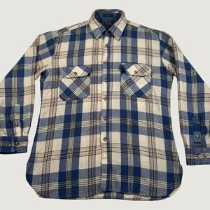 Vintage Jonathan David Blue Plaid Wool Blend Flannel Shirt Mens Large